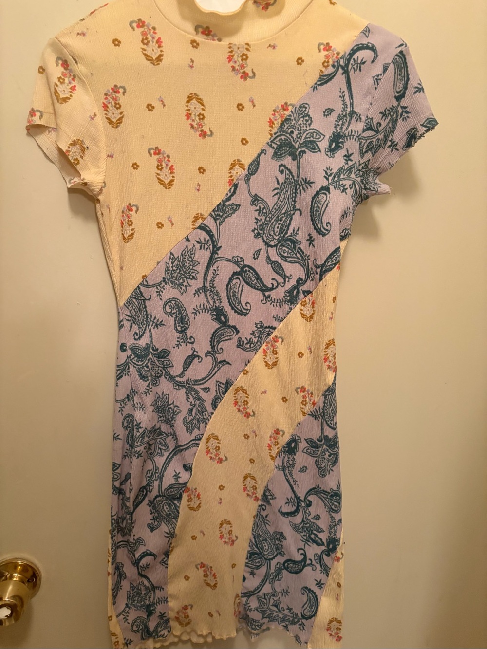 Urban Outfitters Cream and Lavender Floral Paisley Mini Dress